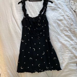 Reformation mini dress, stars and moons